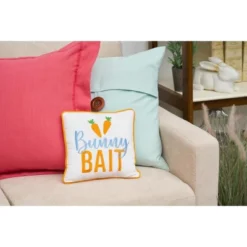 C&F Home 10" X 10" Bunny Bait Embroidered Throw Pillow