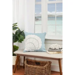 C&F Home 18" X 18" Shell Burlap Applique Throw Pillow -Home Decor Store GUEST 0556a426 9527 4db5 b214 5dbe1a57a5e6