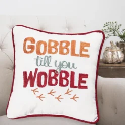 C&F Home 10" X 10" Gobble Till You Wobble Thanksgiving Embroidered Throw Pillow -Home Decor Store GUEST 07ff8586 4881 4d51 a9b0 498fe0c2bbd7