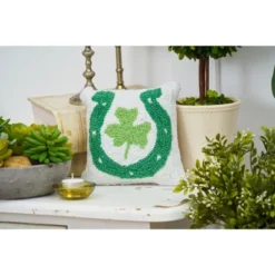 C&F Home 8" X 8" Horses Shoe Clover Hooked Pillow -Home Decor Store GUEST 0d96a964 f886 47ab 942c 3fced84977af
