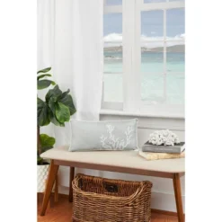 C&F Home 18" X 9" Seafoam Blue Coral Oblong Embellished Throw Pillow -Home Decor Store GUEST 15fa4c04 4282 4086 af5e a3e00675aff0