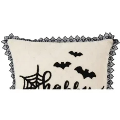 C&F Home 18" X 18" Happy Halloween Embroidered Bats And Spiderweb Throw Pillow