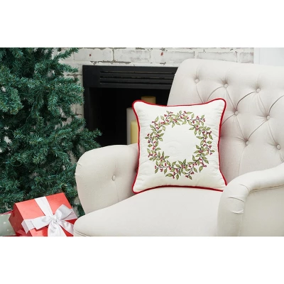 C&F Home 16" X 16" Berry Garland Embroidered Throw Pillow 1 C&F Home 16" X 16" Berry Garland Embroidered Throw Pillow