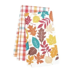 C&F Home Fall Leaves & Plaid Printed & Woven Kitchen Towel Set Of 2 -Home Decor Store GUEST 345b69a1 5641 49e9 b344 6cbada173961