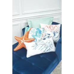 C&F Home 18" X 18" Blue And Coral Turtle Indoor/Outdoor Throw Pillow