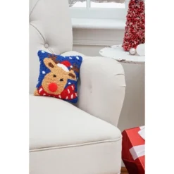 C&F Home 8" X 8" Christmas Reindeer Hooked Petite Throw Pillow -Home Decor Store GUEST 3aa353c5 6763 401c 91a8 6d2bcc51297b