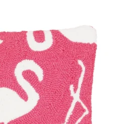 C&F Home 15" X 15" Beachy Flamingo Hooked Throw Pillow