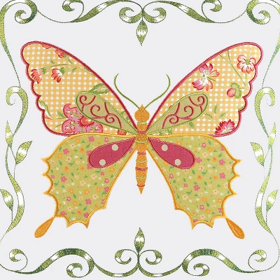 C&F Home 18" X 18" Pink Butterfly Applique Throw Pillow 2 C&F Home 18" X 18" Pink Butterfly Applique Throw Pillow - Image 2