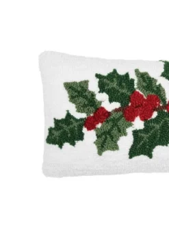 C&F Home Holly Sprig Hooked Pillow
