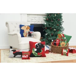 C&F Home Winter Cat Hooked Throw Pillow