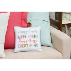 C&F Home 10" X 10" Happy Easter Happy Spring Embroidered Throw Pillow