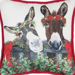 C&F Home 8" X 8" Christmas Donkey Petite Printed Throw Pillow