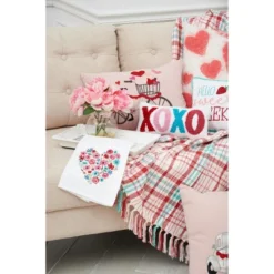 C&F Home 18" X 13" Hearts Bicycle Embroidered Throw Valentine's Day Pillow