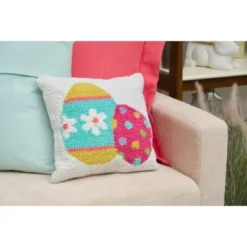 C&F Home 12" X 12" Easter Eggs Hooked Throw Pillow -Home Decor Store GUEST 90d42a3a eabd 4f8b 8688 69e9ae7fc610