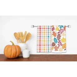 C&F Home Fall Leaves & Plaid Printed & Woven Kitchen Towel Set Of 2 -Home Decor Store GUEST 95443929 e809 471c 9f85 b0324d5564fb