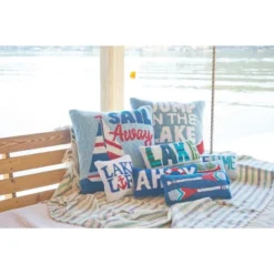 C&F Home 18" X 18" Jump In The Lake Hooked Pillow