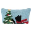 C&F Home Cat Christmas Tree 18" X 18" Hooked Throw Pillow