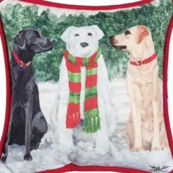 C&F Home 8" X 8" Snow Labs Petite Christmas Holiday Printed Throw Pillow