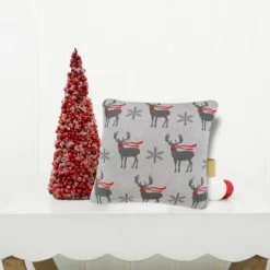 C&F Home 20" X 20" Deer Scarf Christmas Holiday Knitted Throw Pillow -Home Decor Store GUEST b045eb56 bbae 4fa1 bd61 c20d86920f3e