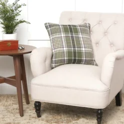 C&F Home 18" X 18" Dawson Green Plaid Spring Woven Throw Pillow