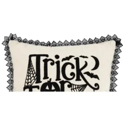 C&F Home 18" X 18" Trick Treat Black And White Embroidered Throw Halloween Pillow